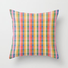 Colourful Rainbow Stripe Plaid Pattern Throw Pillow
