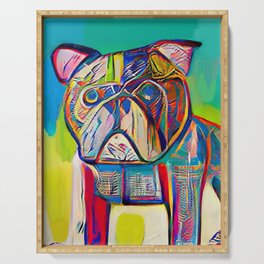 Urban Modern Art Pug Boston Dog Painting Bulldog Serving Tray