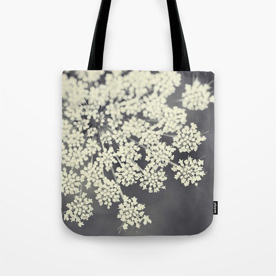 Black and White Queen Annes Lace Tote Bag
