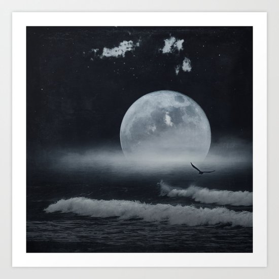 moon-lit ocean Art Print