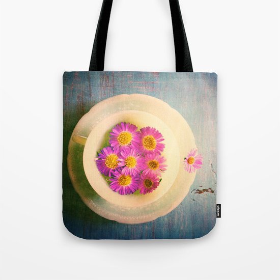 Spring Flowers on Vintage Table Tote Bag