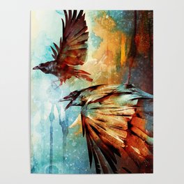 Crows in Flight Poster