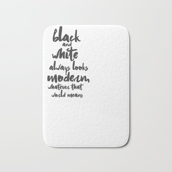 Black and White Quotation Calligraphy Bath Mat