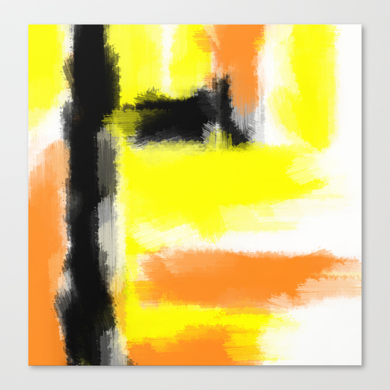 Orange Yellow And Black Painting Abstract With White Background