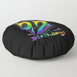 [ Thumbnail: 22nd Birthday - Fun Rainbow Spectrum Gradient Pattern Text, Bursting Fireworks Inspired Background Floor Pillow ]