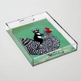 Cat on a Chicken Acrylic Tray