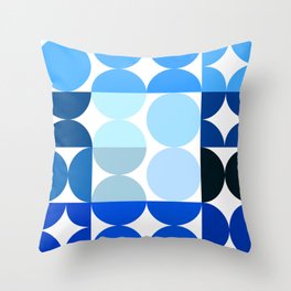 Blue Circular Geometrics Throw Pillow