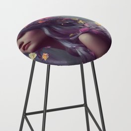 Flowers and cotton candy in her hair Bar Stool