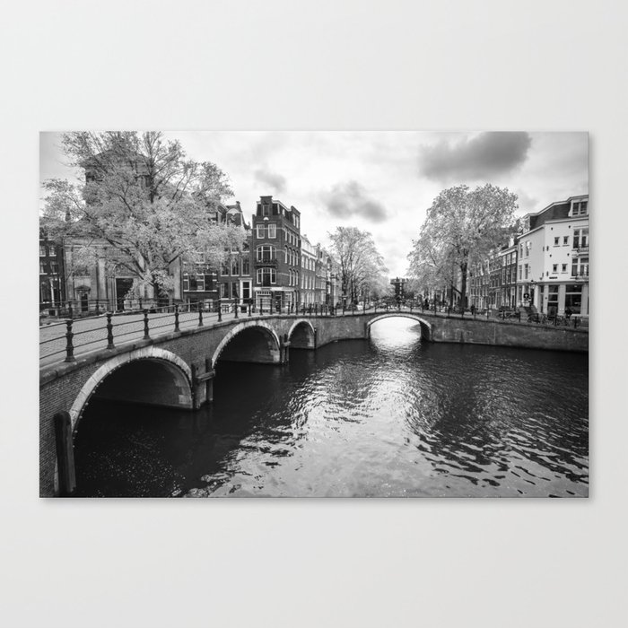 Bridge over canals in Amsterdam Canvas Print
