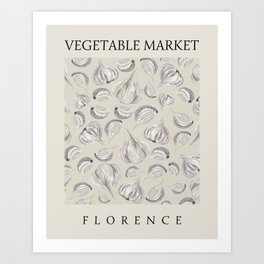 Vegetable market Florence Italy beige neutral Art Print