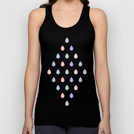Rose quartz, serenity blue and lilac grey raindrops Unisex Tank Top