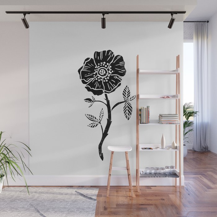 Linocut Rose Floral Single Stem Flower Black And White Printmaking Wall Mural By Monoo Society6 Enjoy and share your favorite beautiful hd wallpapers and background images. linocut rose floral single stem flower black and white printmaking wall mural by monoo