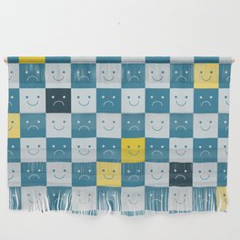 Plaid of Emotions pattern blue Wall Hanging