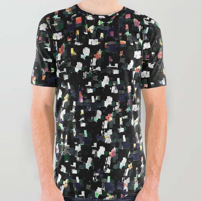 Digital Glitter: Black with Iridescent Sparkles All Over Graphic Tee