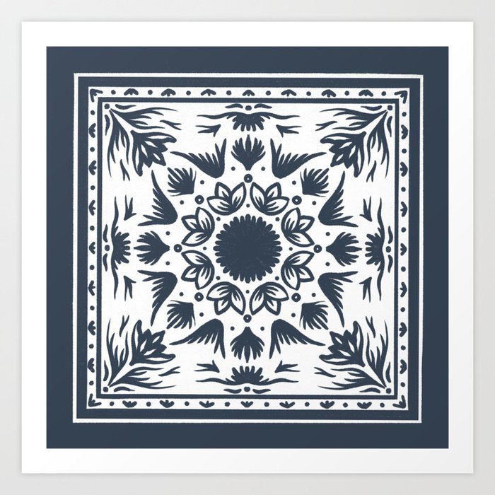 blue moroccean tile  Art Print