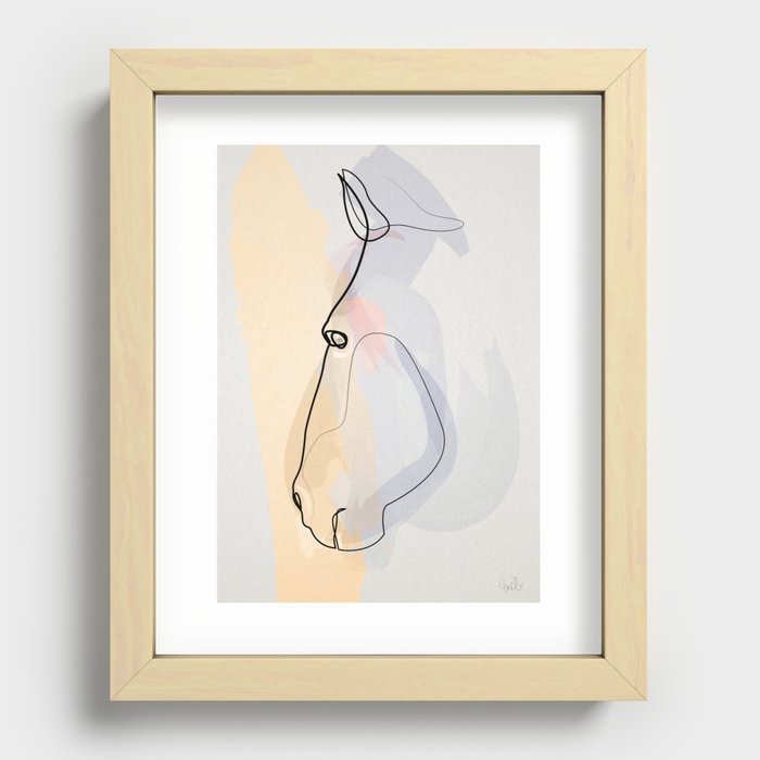 One line Horse 1711 c Recessed Framed Print