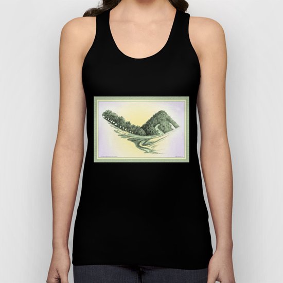 SEEING CALIFORNIA GREEN AGAIN COLORED VINTAGE CHARCOAL DRAWING Unisex Tank Top