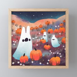 A Bright Night at the Pumpkin Patch Framed Mini Art Print