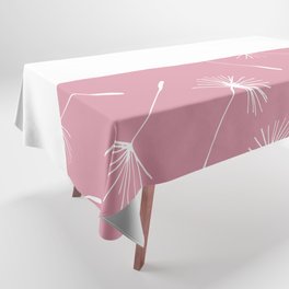 White Dandelion Lace Horizontal Split on Blush Pink Tablecloth