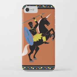 African Warrior on Black Unicorn iPhone Case