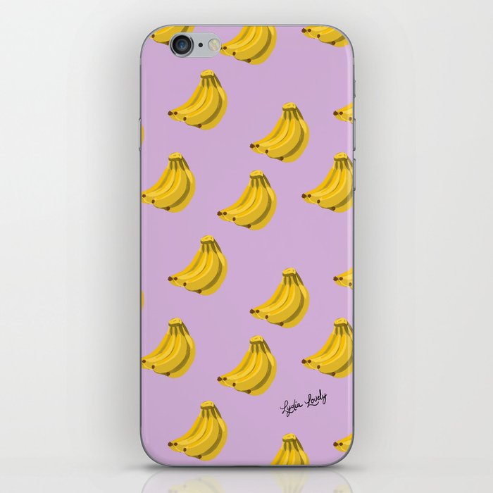 Bananas Yellow- Lilac background iPhone Skin