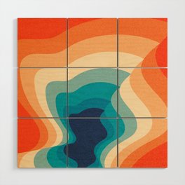 Retro 70s and 80s Color Palette Mid-Century Minimalist Abstract Art Wood Wall Art