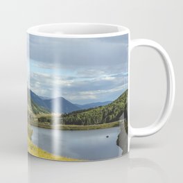 View of Meridian Lake and Mount Crested Butte above the Colorado city of Crested Butte on the high d Coffee Mug