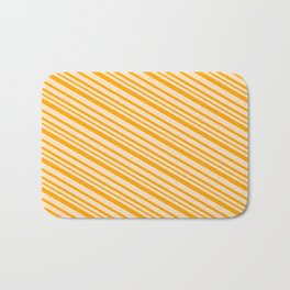 [ Thumbnail: Bisque and Orange Colored Lines/Stripes Pattern Bath Mat ]