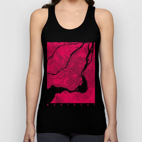 Montreal map raspberry Unisex Tank Top
