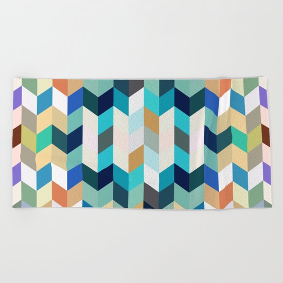 Colorful Geometric Background Beach Towel