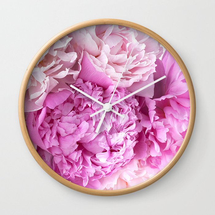 Pink Peonies Shabby Chic Cottage Peonies Wall Clock