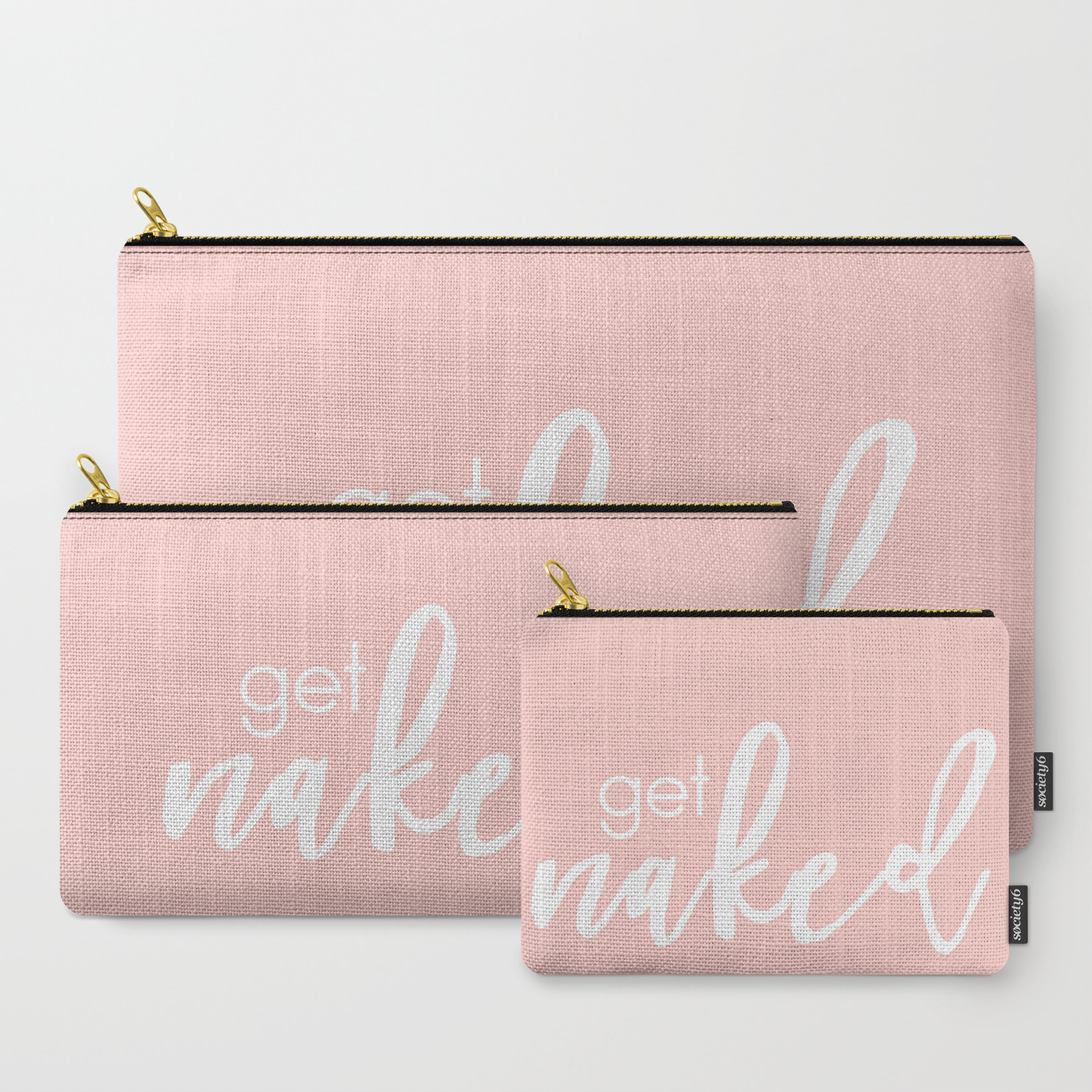 Bathroom Decor Get Naked White On Light Pink Carry All Pouch