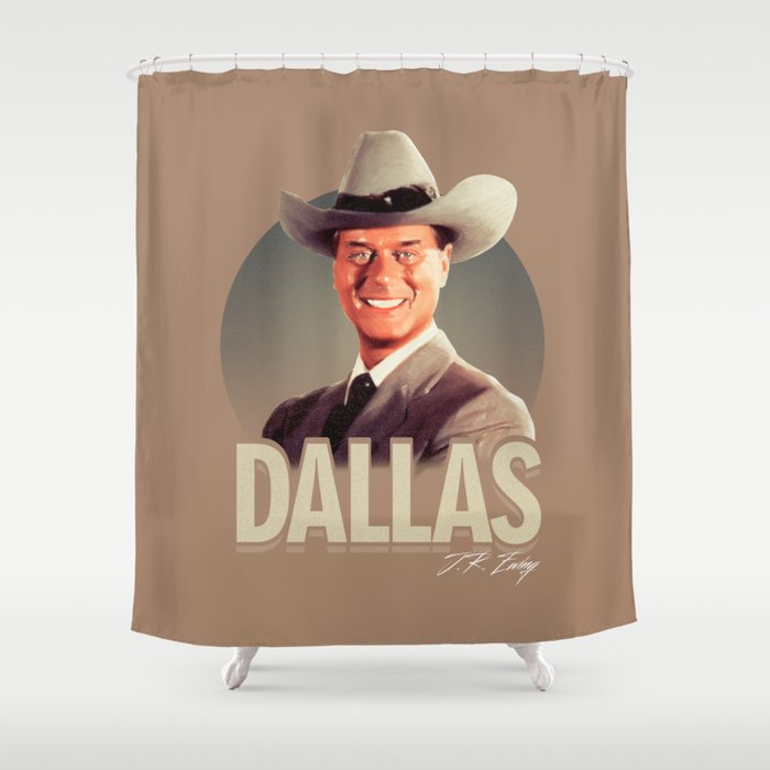 Dallas J R Ewing Shower Curtain By G, Dallas Cowboys Shower Curtain Setup