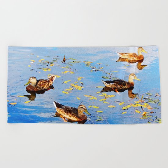 Ducks on a Pond Beach Towel