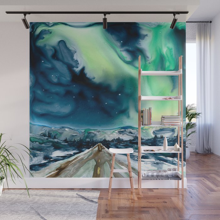 Aurora Borealis Wall Mural by Brazen Design Studio