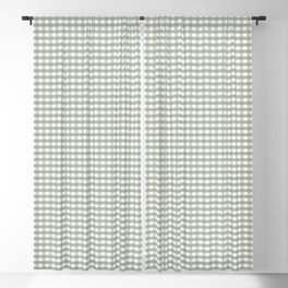 Small Desert Sage Grey Green and White Gingham Check Blackout Curtain