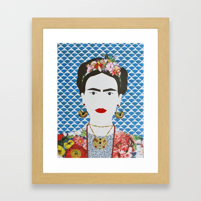 Frida Kahlo printed reproduction of an original papercraft illustration Framed Art Print