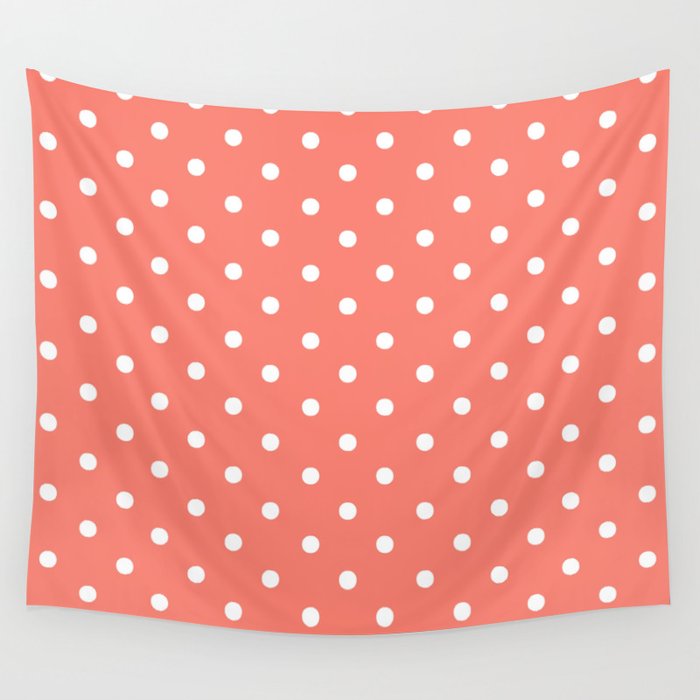 DOTS (WHITE & SALMON) Wall Tapestry