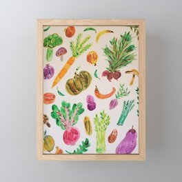 watercolor veggie market Framed Mini Art Print