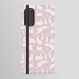 Rabbit Pattern | Rabbit Silhouettes | Bunny Rabbits | Bunnies | Hares | Pink and White | Android Wallet Case