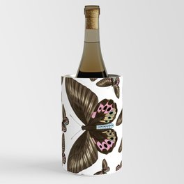 Vintage brown pink blue gold butterflies pattern Wine Chiller