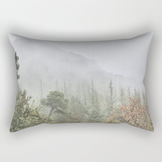 Into the deep forest. Foggy morning Rectangular Pillow