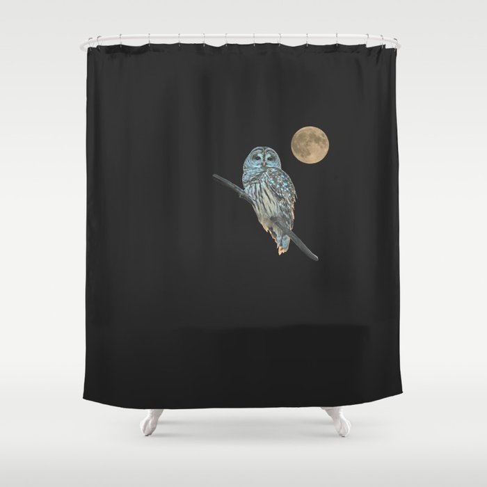 Owl, See the Moon: Barred Owl Shower Curtain