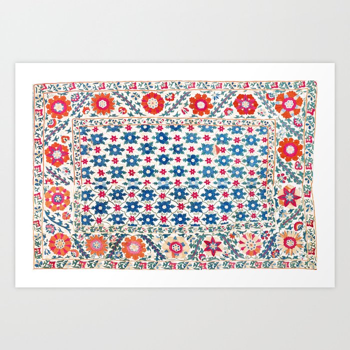 Kermina Suzani Uzbekistan Embroidery Print Art Print
