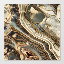 White Gold Agate Abstract Canvas Print