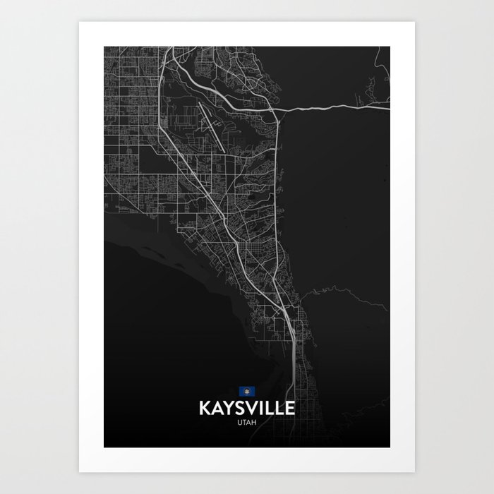 Kaysville, Utah, United States - Dark City Map Art Print