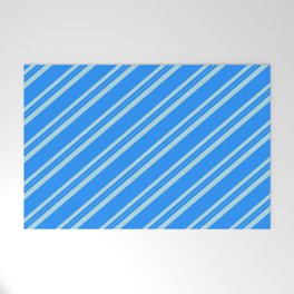 [ Thumbnail: Blue & Powder Blue Colored Lined/Striped Pattern Welcome Mat ]