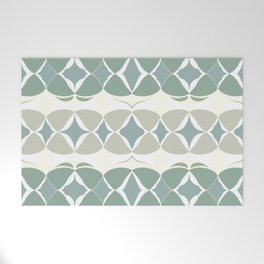 Modern abstract big weave pattern – green Welcome Mat