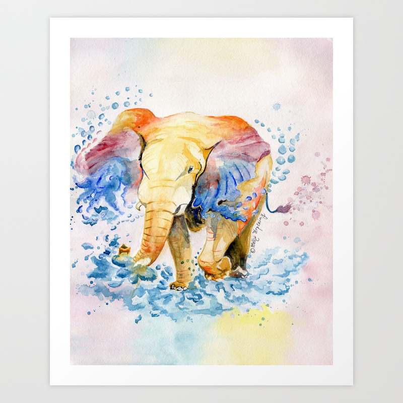 Baby Elephant Watercolor Art Print By Mellyterpening Society6