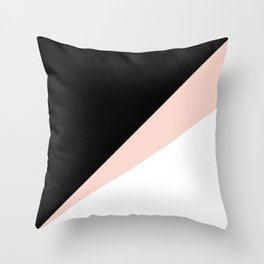 Elegant blush pink & black geometric triangles Throw Pillow
